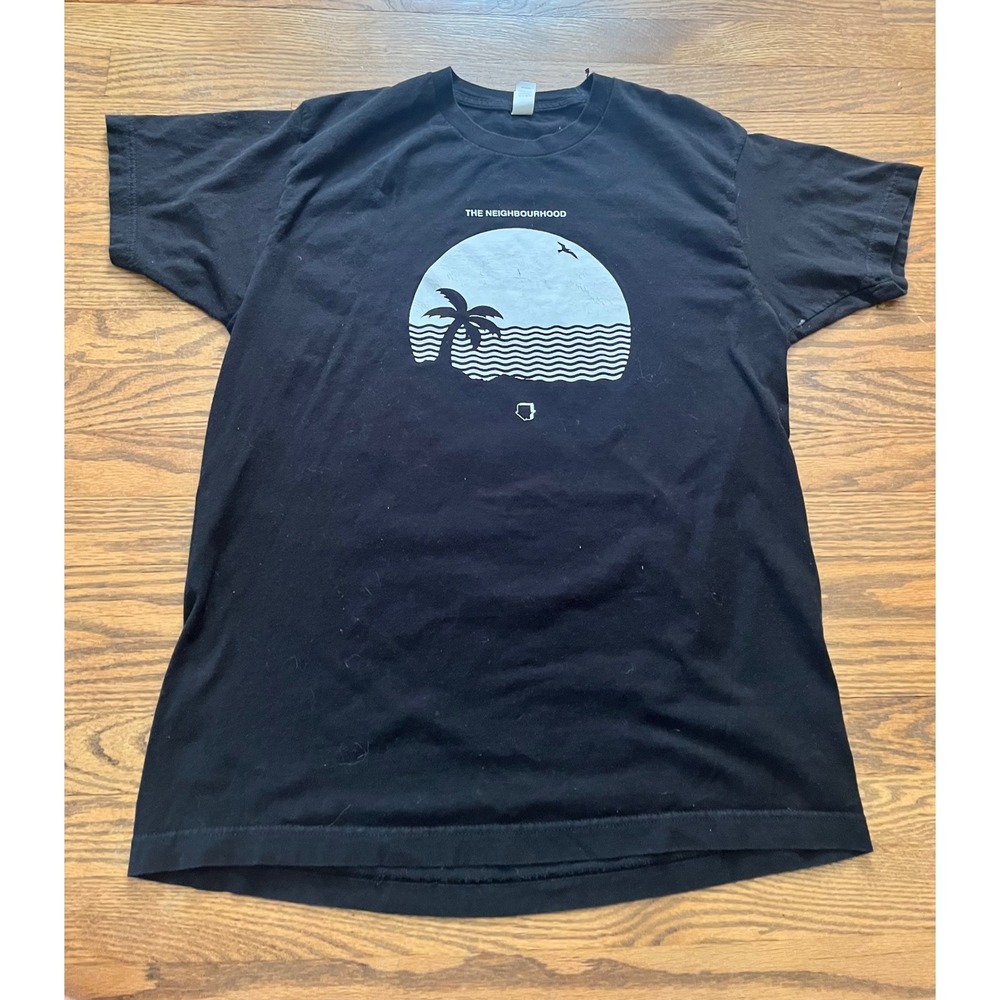 The Neighbourhood Band T-Shirt Black Tultex Graphic Tee Palm Tree Sun Mens L